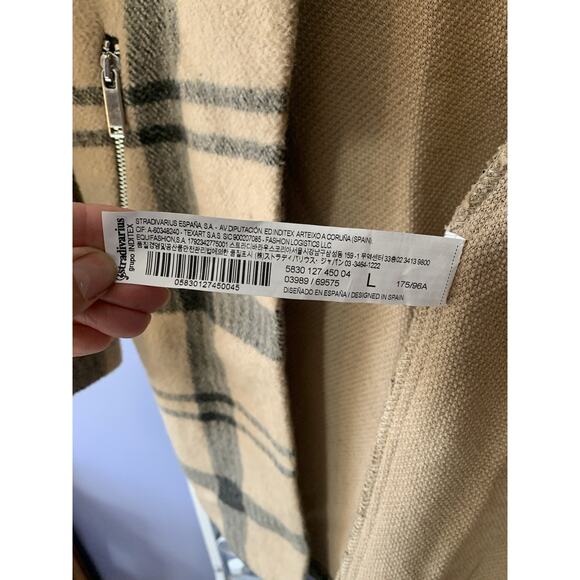 Stradivarius cardigan made in Spain Lg plaided quiet luxury fall money office - Picture 4 of 6